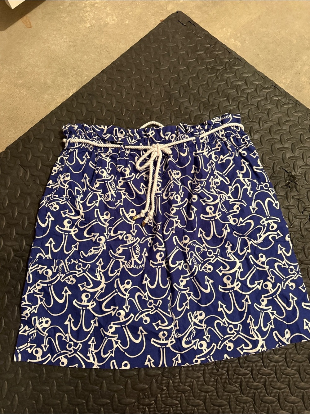 Lilly Pulitzer Navy Blue and White Anchor Print Skirt
